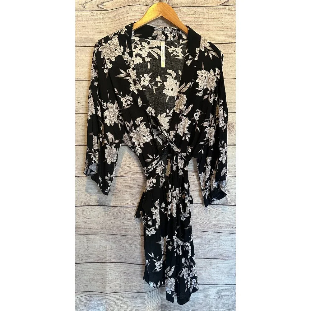 Spiritual Gangster Maya Kimono Black Floral Cardigan Duster OS Boho Beach Cover - Picture 8 of 10